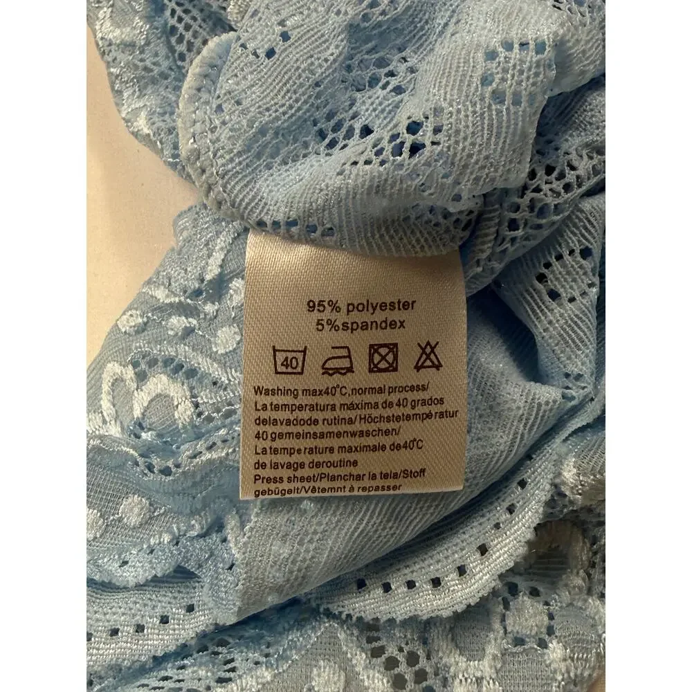 NWT AvidLove Sexy Blue Lace Lingerie Bodysuit with Intricate Floral Design